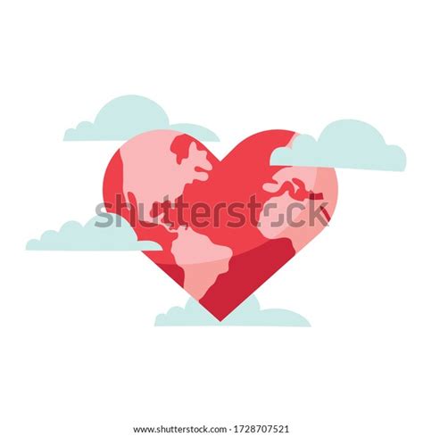 World Planet Earth Heart Shape Vector Stock Vector Royalty Free