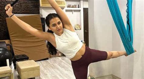 Watch Tejasswi Prakash Is Finding Her Balance With Aerial Yoga