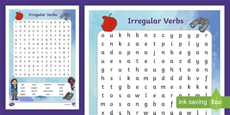 Irregular Verbs Word Search Irregular Verbs Verbs Word