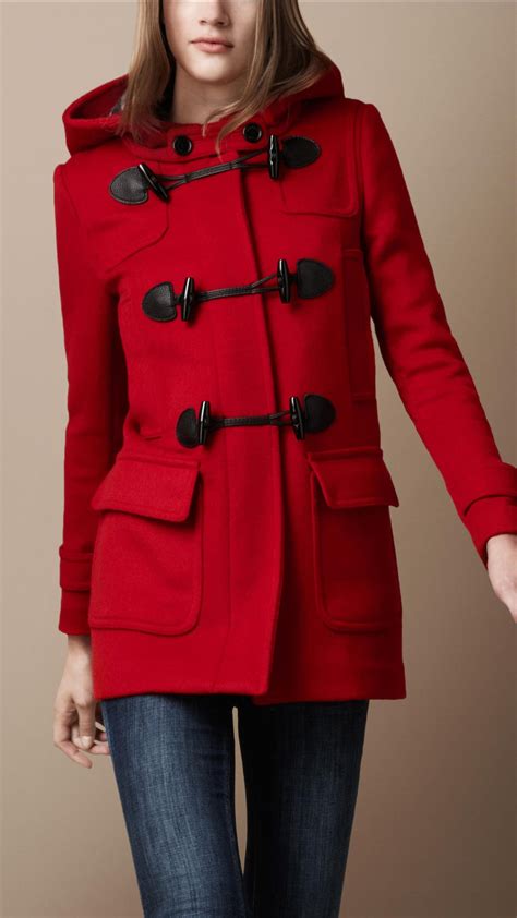 Lyst Burberry Brit Wool Duffle Coat In Red