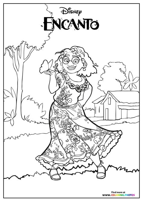 Encanto Mirabel Madrigal With A Butterfly Coloring Pages For Kids