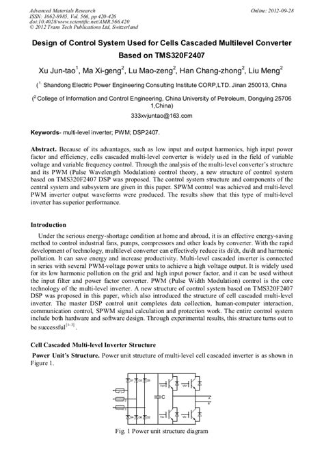 Design Of Control System Used For Cells Cascaded Multilevel Converter