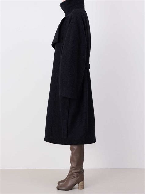 Lemaire Women Asymmetrical Bathrobe Coat Black Ssf Shop