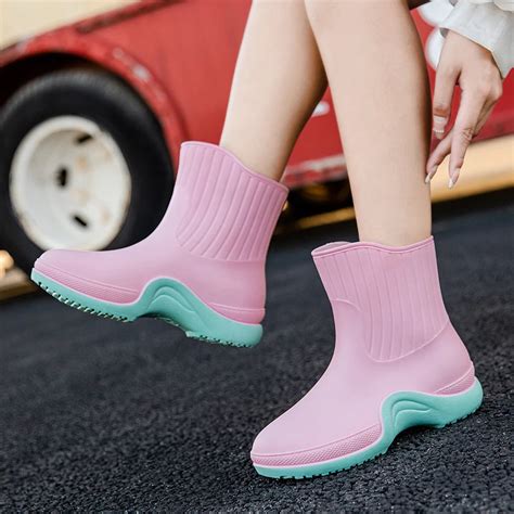 Water Boots Woman Rain Free Shipping Ladies Elegant Waterproof Insulated Rubber Shoes Comfort