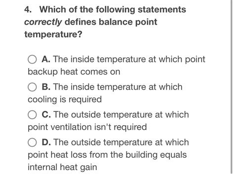 Which Of The Following Statements Correctly Defines Balance Point