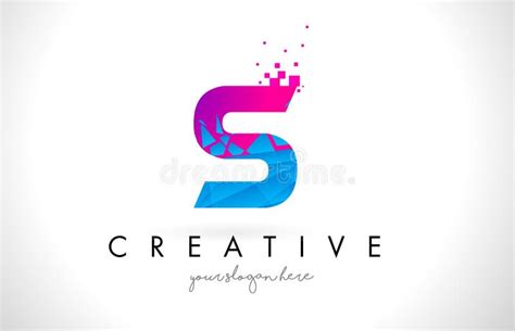 S Letter Logo With Shattered Broken Blue Pink Texture Design Vector