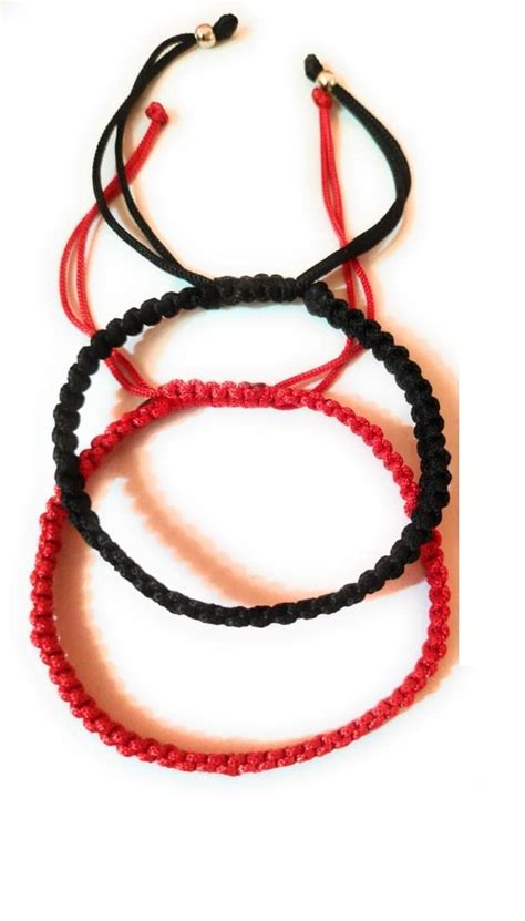 Buy Jyokrish Combo Handmade Adjustable Simple Black And Red Thread