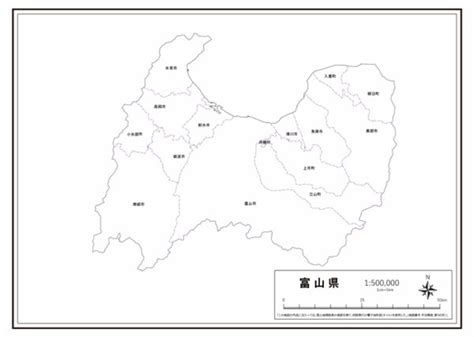 P3富山県：市町村名 K Toyama P3 楽地図 日本全国の白地図ショップ