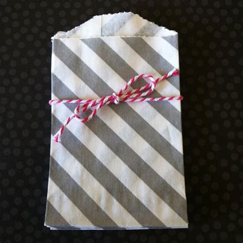 Items Similar To 10 Gray Diagonal Striped Little Bitty Bags Favor