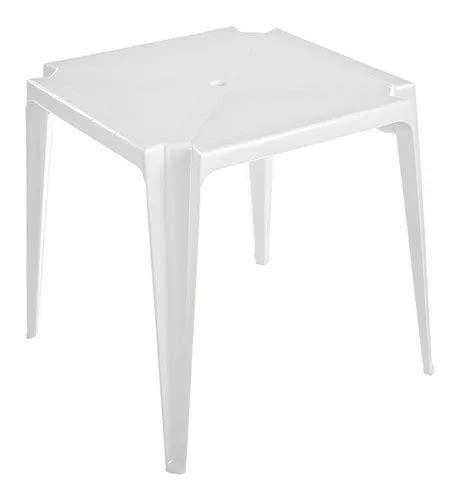 Mesa De Plastico Quadrada 70x70 Empilhável Branco 10 Mesas