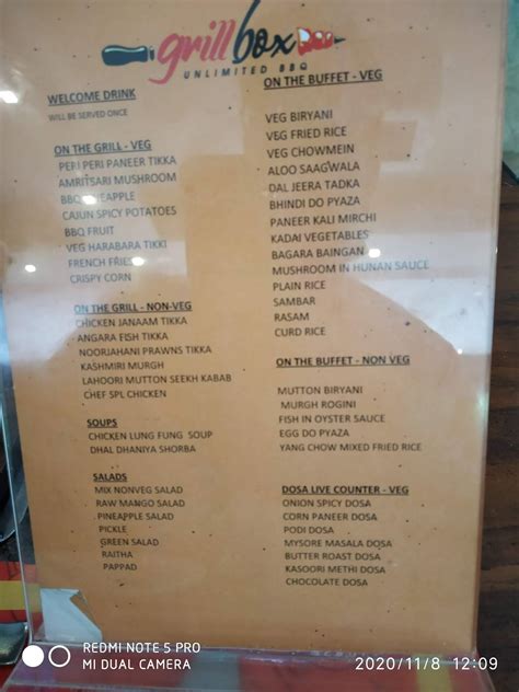 Menu At Grill Box R K Salai Chennai 25