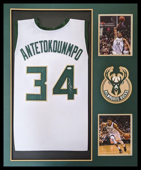 Giannis Antetokounmpo Signed Custom Framed Jersey Display JSA