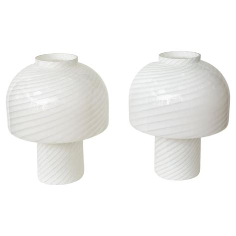 Pair Of Murano Ribbon Swirl Glass Lamps For Sale At 1stdibs