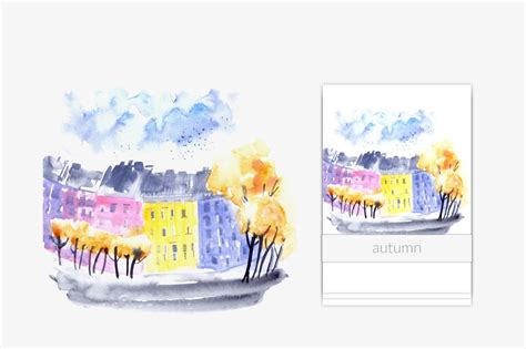 Watercolor Autumn City Graphic By Katya Bogina Creative Fabrica