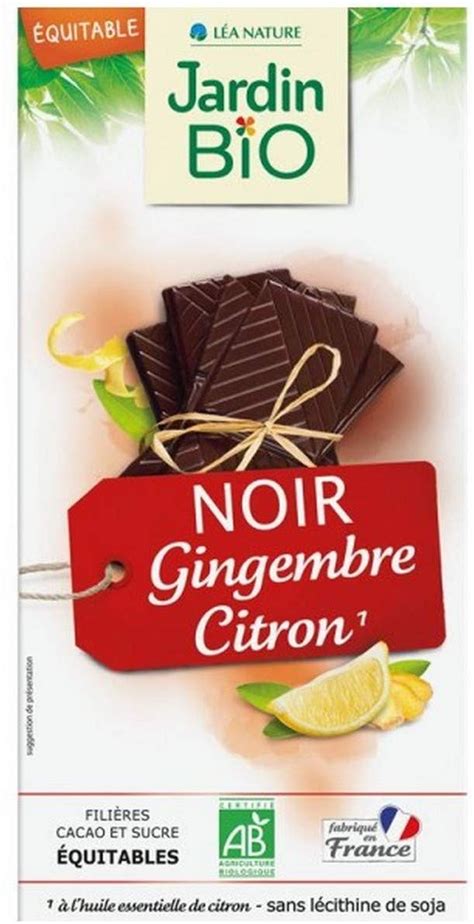 Jardin Bio Chocolat Noir Gingembre Citron 100 G Gingembre Citron