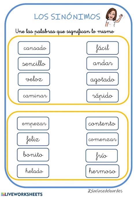 Ejercicios De Sin Nimos Ficha Para Imprimir Topworksheets Explore O