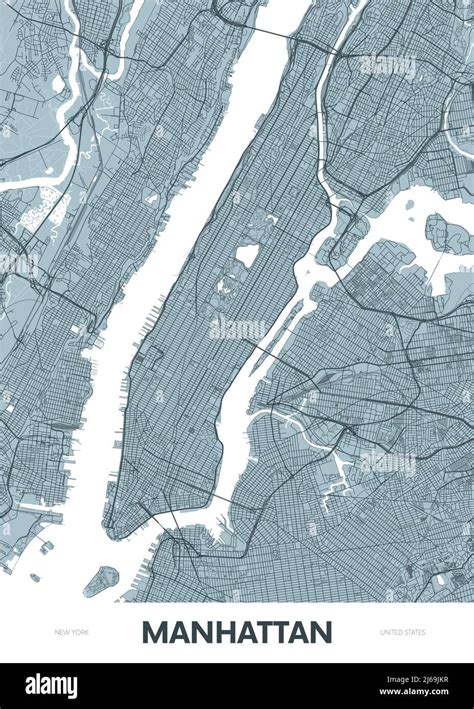 Detailed Borough Map Of Manhattan New York City Color Vector City