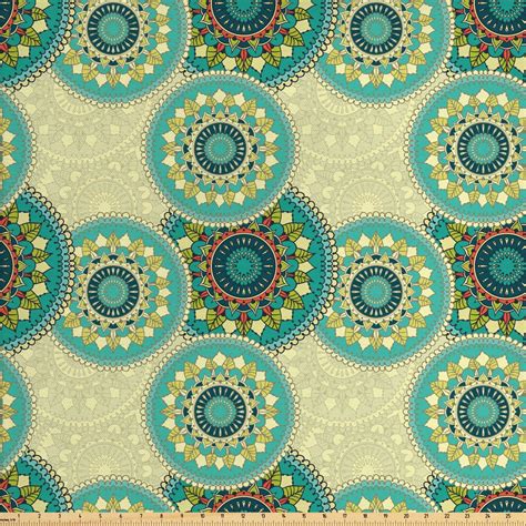 Mandala Fabric By The Yard Moroccan Culture Theme Traditional Nature