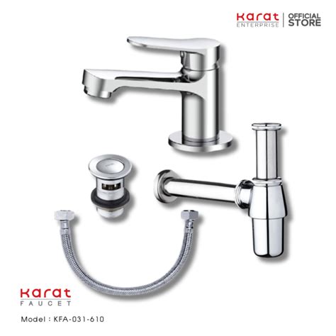 Karat Faucet ชุดเซ็ทก๊อกเดี่ยวอ่างล้างหน้า สะดืออ่าง ท่อน้ำทิ้งและ