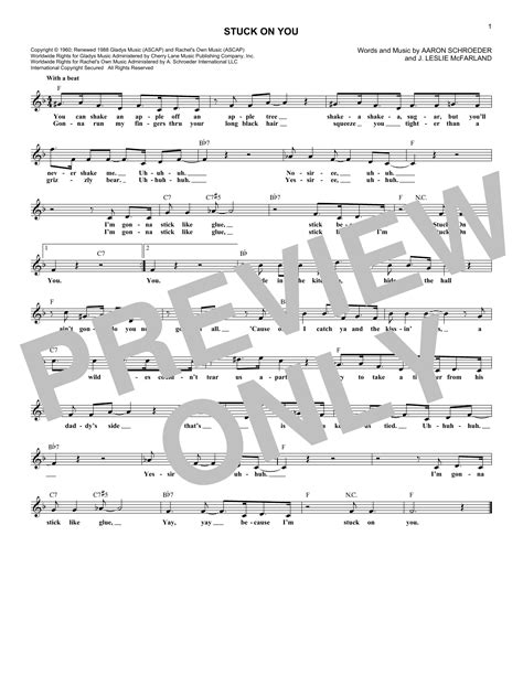 Stuck On You By Elvis Presley Sheet Music For Lead Sheet Fake Book At Sheet Music Direct