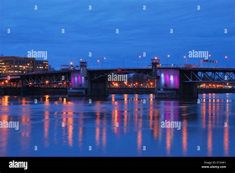 The Morrison Bridge Crossing The Willamette River Into Downtown