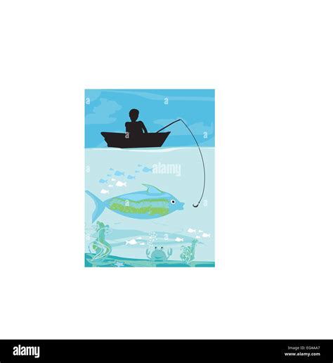 Fisherman Catching The Fish Stock Vector Image Art Alamy