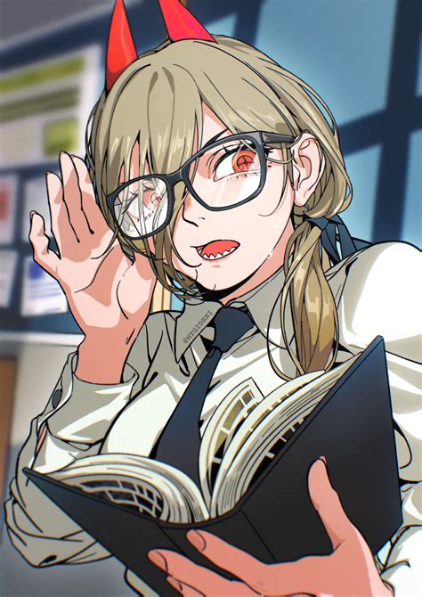 Safebooru 1girl Bangs Black Necktie Blonde Hair Book Business Suit Chainsaw Man Collared Shirt