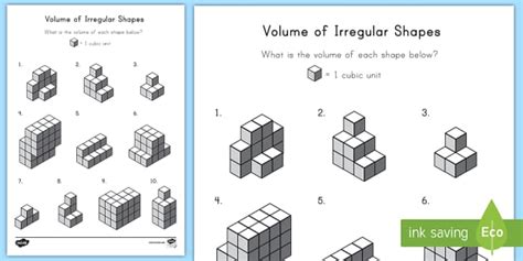 Volume Of Irregular Shapes Worksheet For 3rd 5th Grade