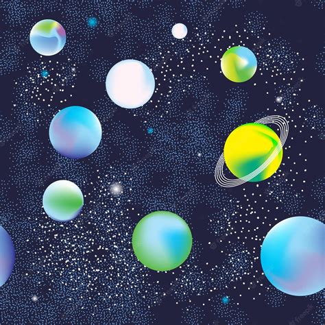 Premium Vector Seamless Space Pattern Planets And Stars Vector