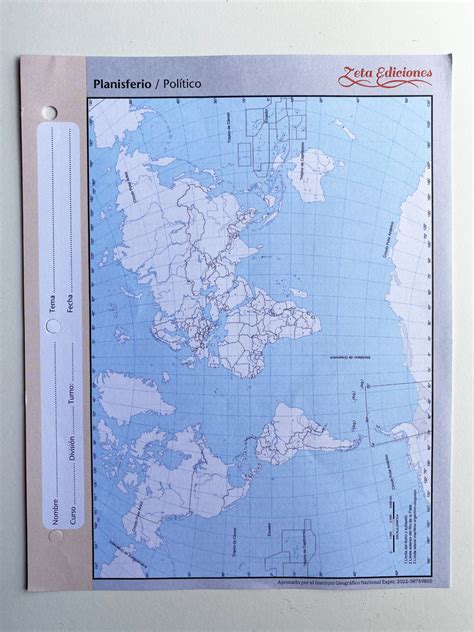 Tr Unfante Mapa Pol Tico N Planisferio Planisphere Political Map The