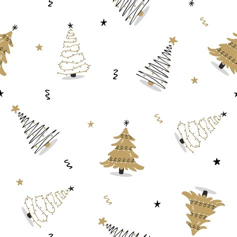 Premium Vector Seamless Pattern With Black And Gold Christmas Tree