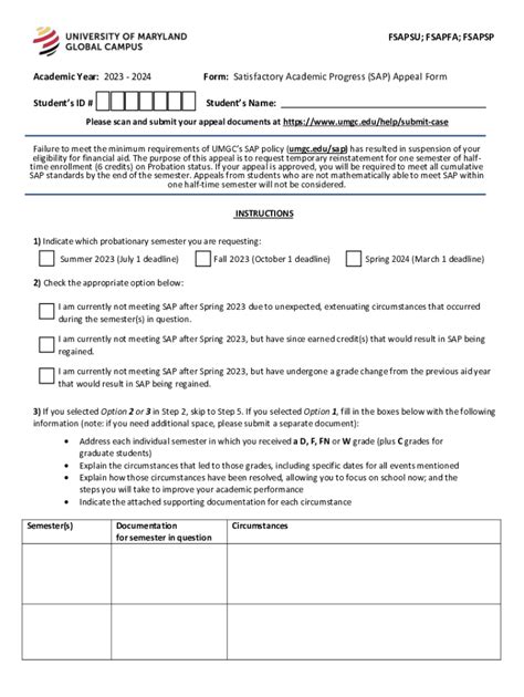 Fillable Online Satisfactory Academic Progress Sap Appeal Form