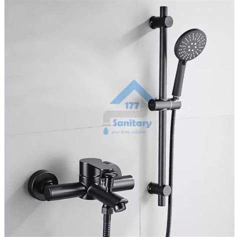 Promo Kran Panas Dingin Hitam Stainless Shower Tiang Set Black