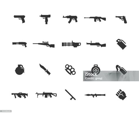 Modern Weapons Vector Icon Set Stock Illustration Download Image Now