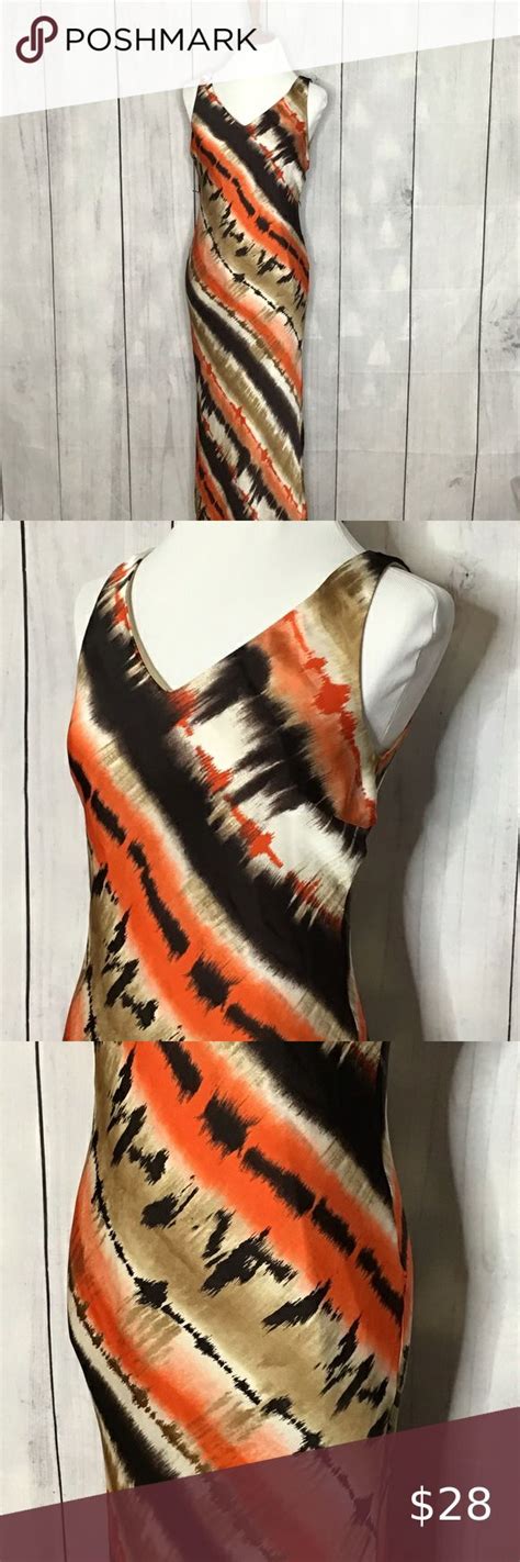 Liz Claiborne Orangebrown V Neck Sleeveless Maxi Liz Claiborne