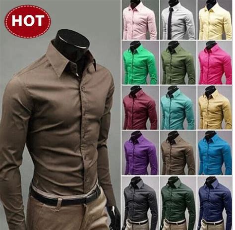 2015 Nuevo 15 Colores M 5xl Hombres Camisa De Manga Larga Camisas Para Hombre Slim Fit