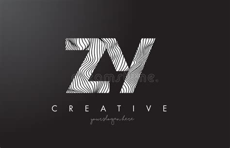 ZY Z Y Letter Logo With Zebra Lines Texture Design Vector Stock Vector