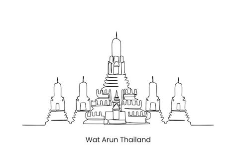 An Outline Drawing Of Wat Arn Thailand