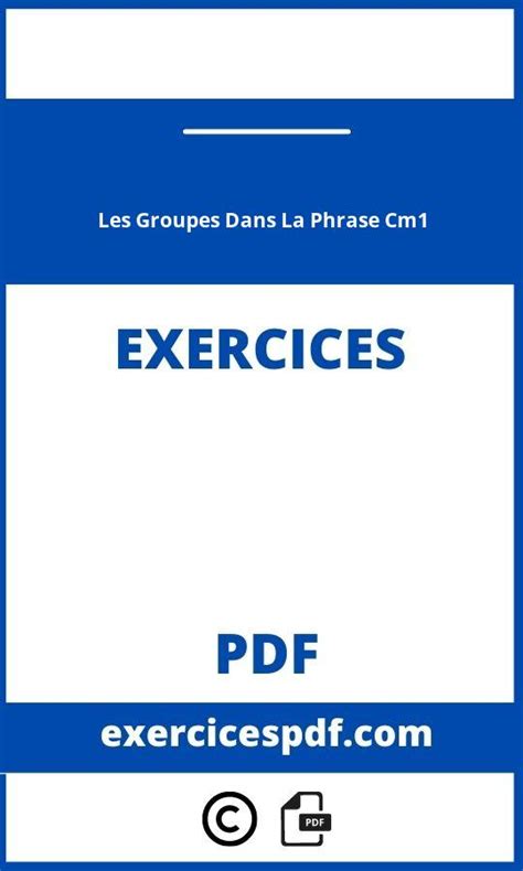 Les Groupes Dans La Phrase Cm1 Exercices