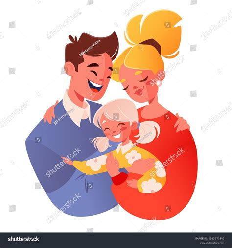 Mom Dad Daughter Hugging Each Other Stock Vector (Royalty Free) 2383272343 | Shutterstock