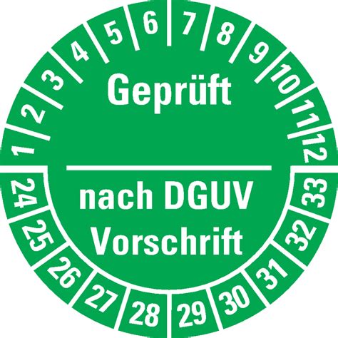 Prüfplakette Geprüft nach DGUV Vorschrift 24 33 grün kroschke