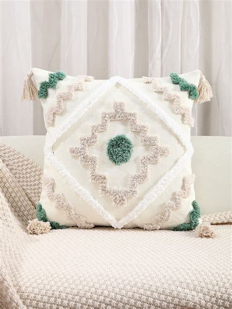 Tufted Tassel Detail Cushion Cover Without Filler Embroidery Craft