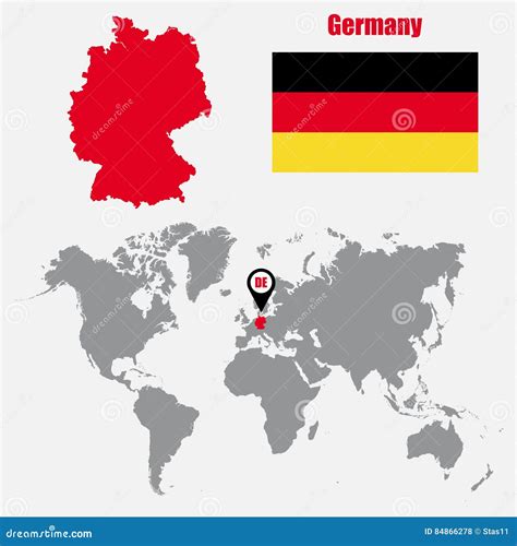 Germany Map On A World Map With Flag And Map Pointer Vector