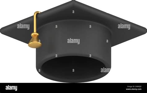 Classic Black Graduation Cap With Yellow Tassel 3d Template Vector Illustration Realistic