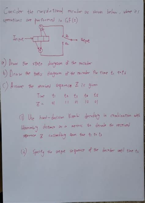 Consider The Convolutional Encoder As Shown Below Chegg