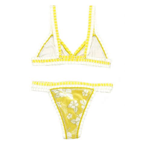 Women Yellow Velvet Bikini Sexy Crochet Swimwear String Micro Bikinis Set Triangle Bathing Suit