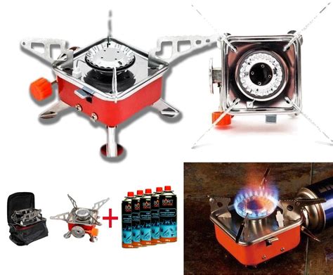 Туристичний газовий примус пальник, газова горілка плита +5 балонів ...