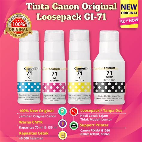 Jual Tinta Canon Original Loosepack Gi Gi Refill Ink Printer Pixma