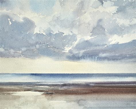 Watercolour Painting For Sale Sunset Seashore