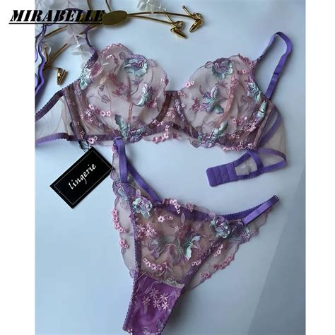 MIRABELLE Lingerie Er Tica Sexy Floral Para Mulheres Conjunto De 2 Pe